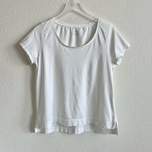 Pure Jill High-Low White Cotton Tee